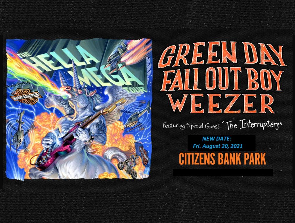 Green Day Weezer Fall Out Boy Hella Mega Tour 2021 NEW DATE