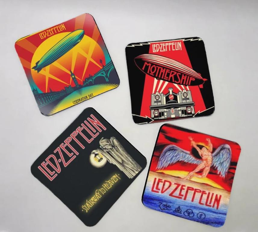 Led Zeppelin album cover coasters