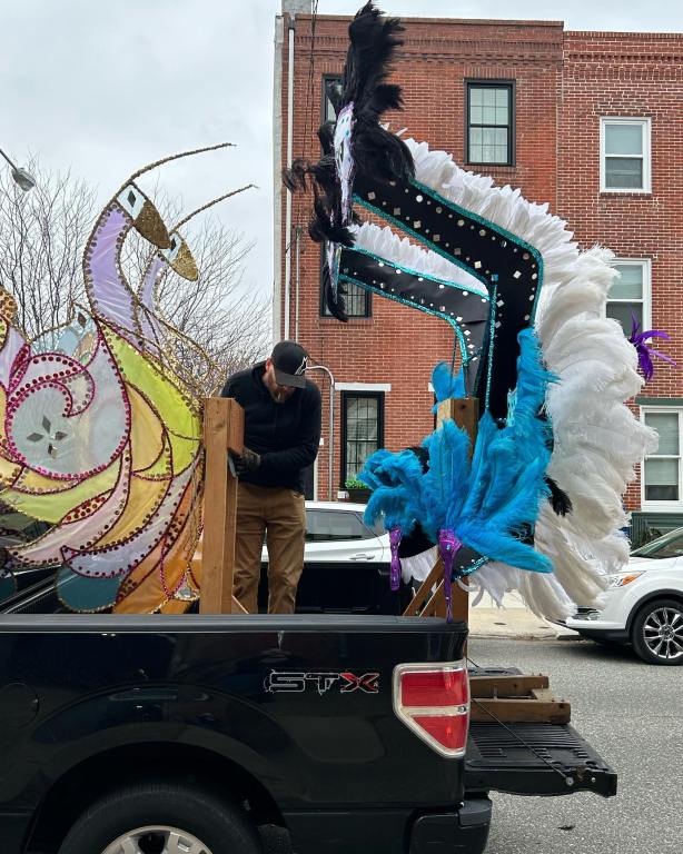 Mummer Suits-getting the truck loaded