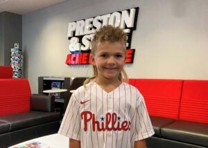 6 yr old Rory showing off his mullet in The Preston & Steve studio