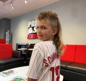 6 yr old Rory showing off his mullet in The Preston & Steve studio