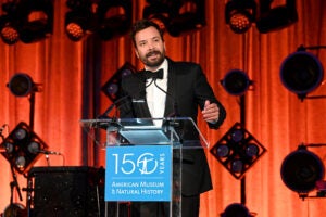 Jimmy Fallon speaks onstage during the American Museum of Natural History's 2022 Museum Gala on December 01, 2022 in New York City.