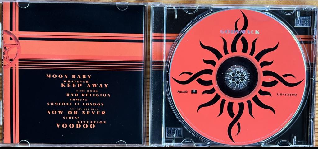 Picture of the inside artwork of Godsmack's self-titled major label debut album.