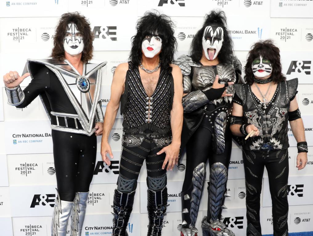 Tommy Thayer, Paul Stanley, Gene Simmons, and Eric Singer of KISS attend the 2021 Tribeca Festival screening of "Biography: KISStory" at The Battery on June 11, 2021 in New York City.