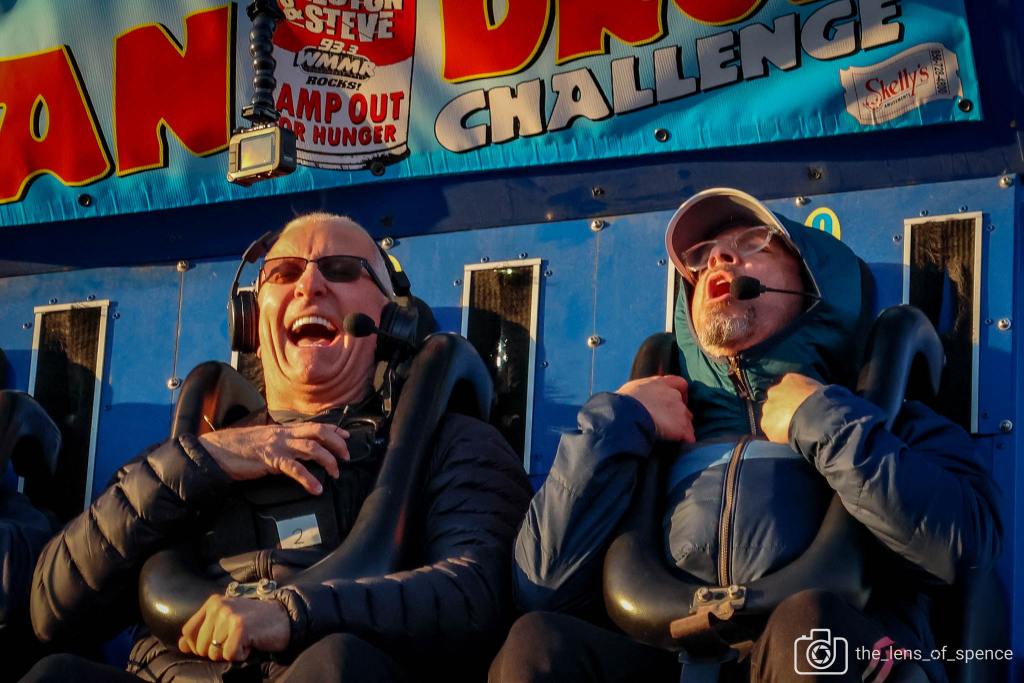 Two men on a carnival ride