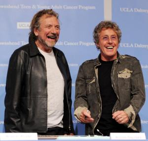 Singers Robert Plant (L) and Roger Daltrey