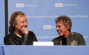 Singers Robert Plant (L) and Roger Daltrey