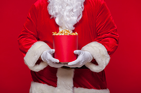 santa with popcorn