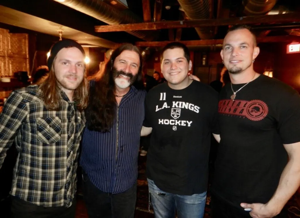 Pierre Robert with Mark Tremonti and Wolfgang Van Halen at the Note in West Chester Pa