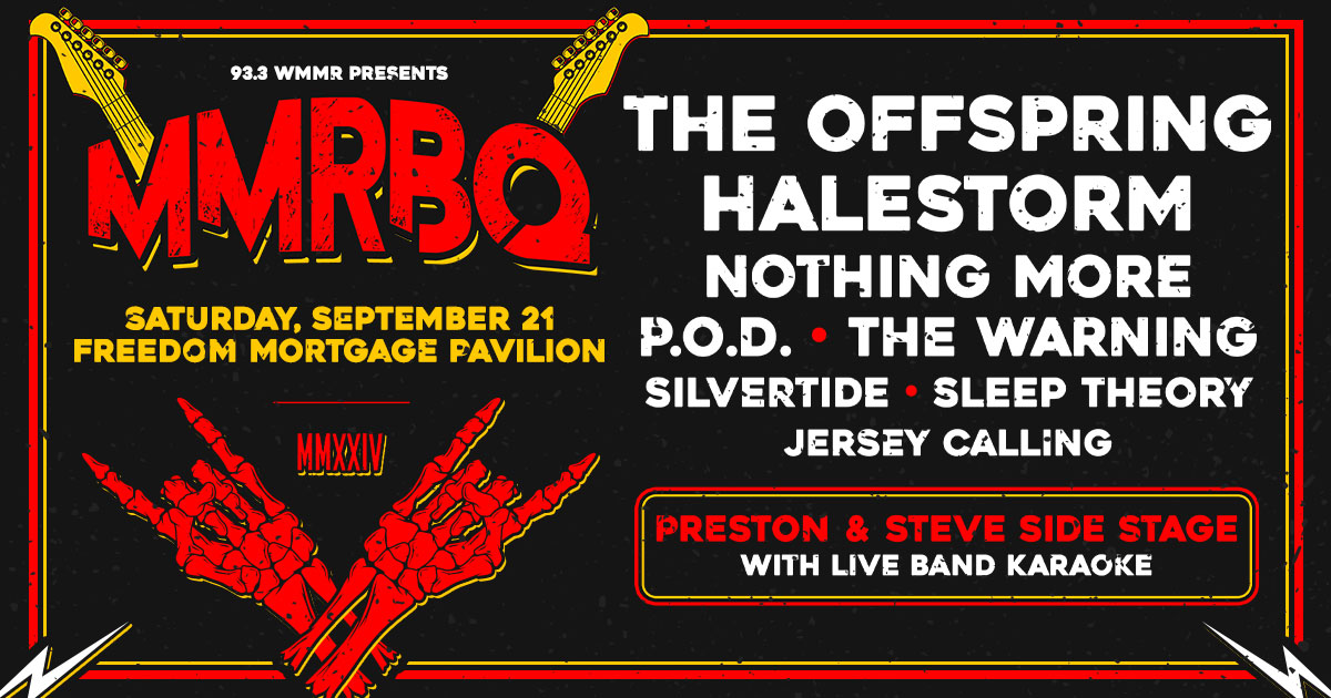 MMRBQ Concert event poster art featuring the band names on a dark background and red / white lettering.